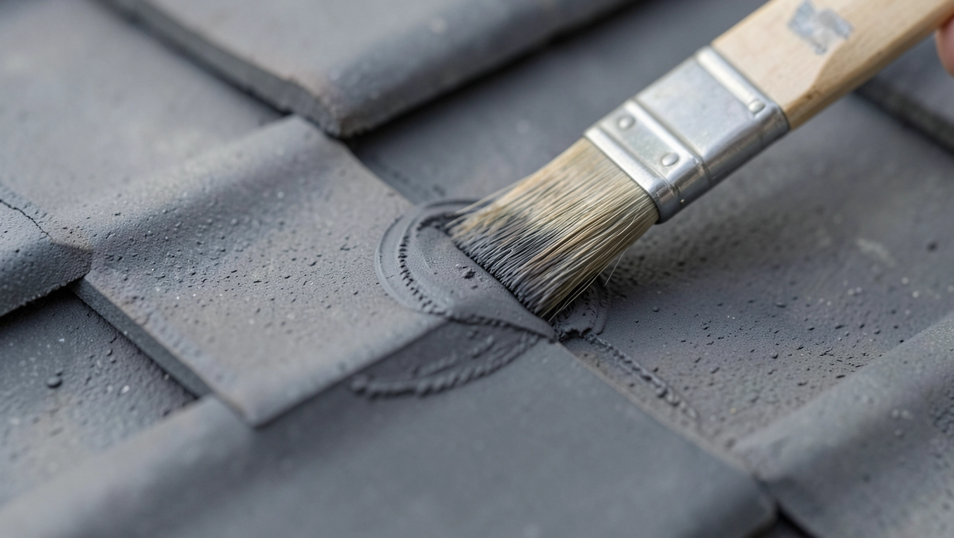 Aplikacja farby antracytowej na krawędzie dachówki