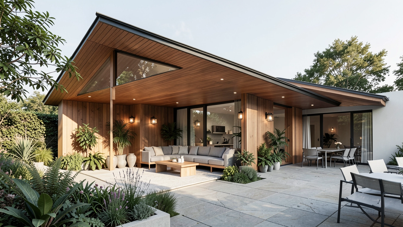 Aranżacje tarasu z dachem jednospadowym