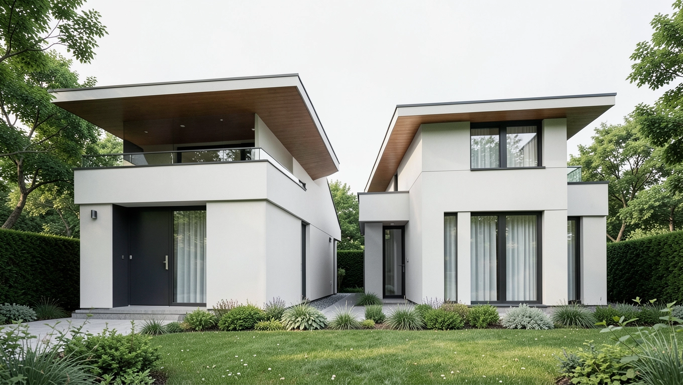 bliźniak z płaskim dachem