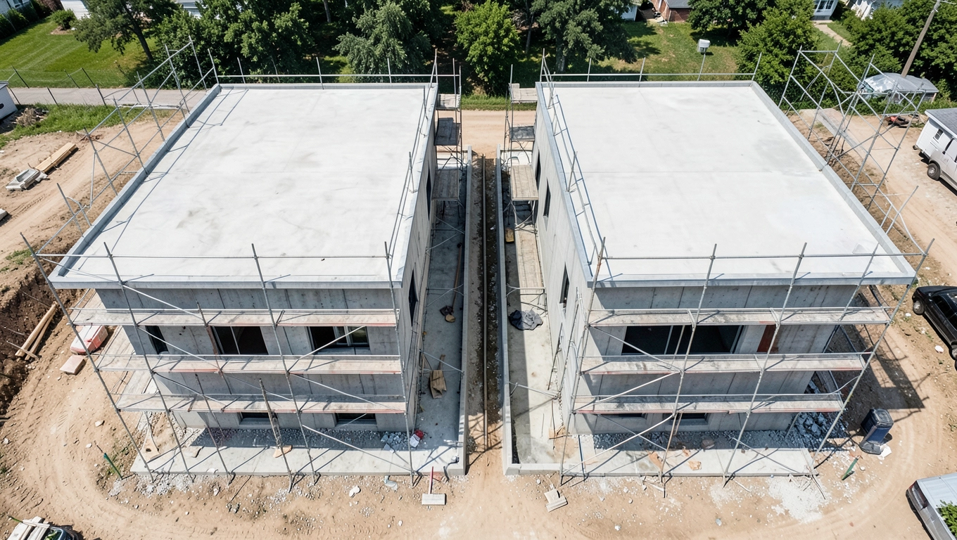 Budowa bliźniaka z płaskim dachem