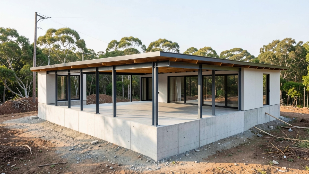 budowa domu parterowego z płaskim dachem