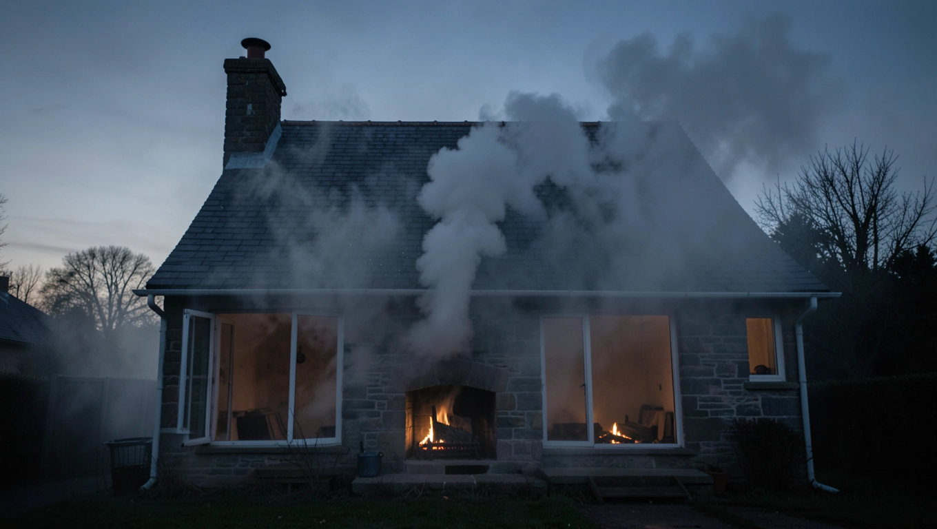 Cofanie dymu kominka przez okna