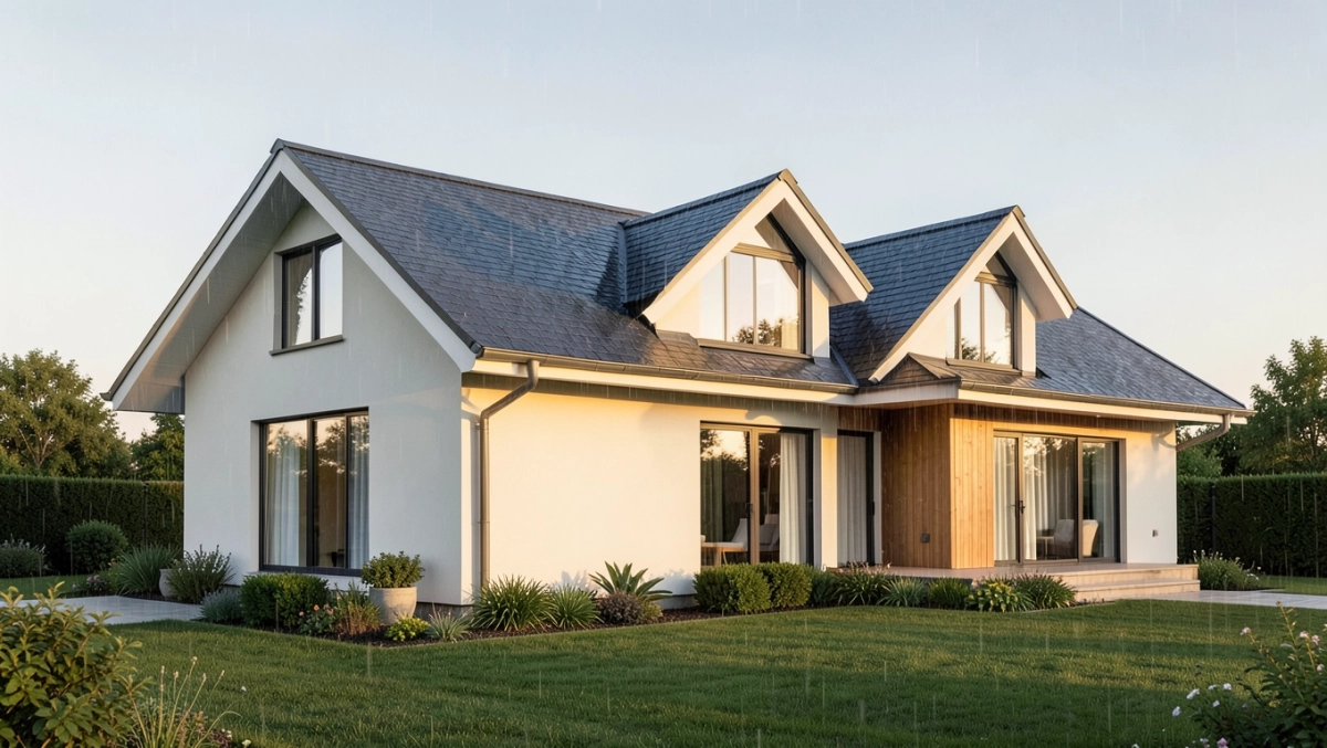 Dom parterowy z dachem wielospadowym
