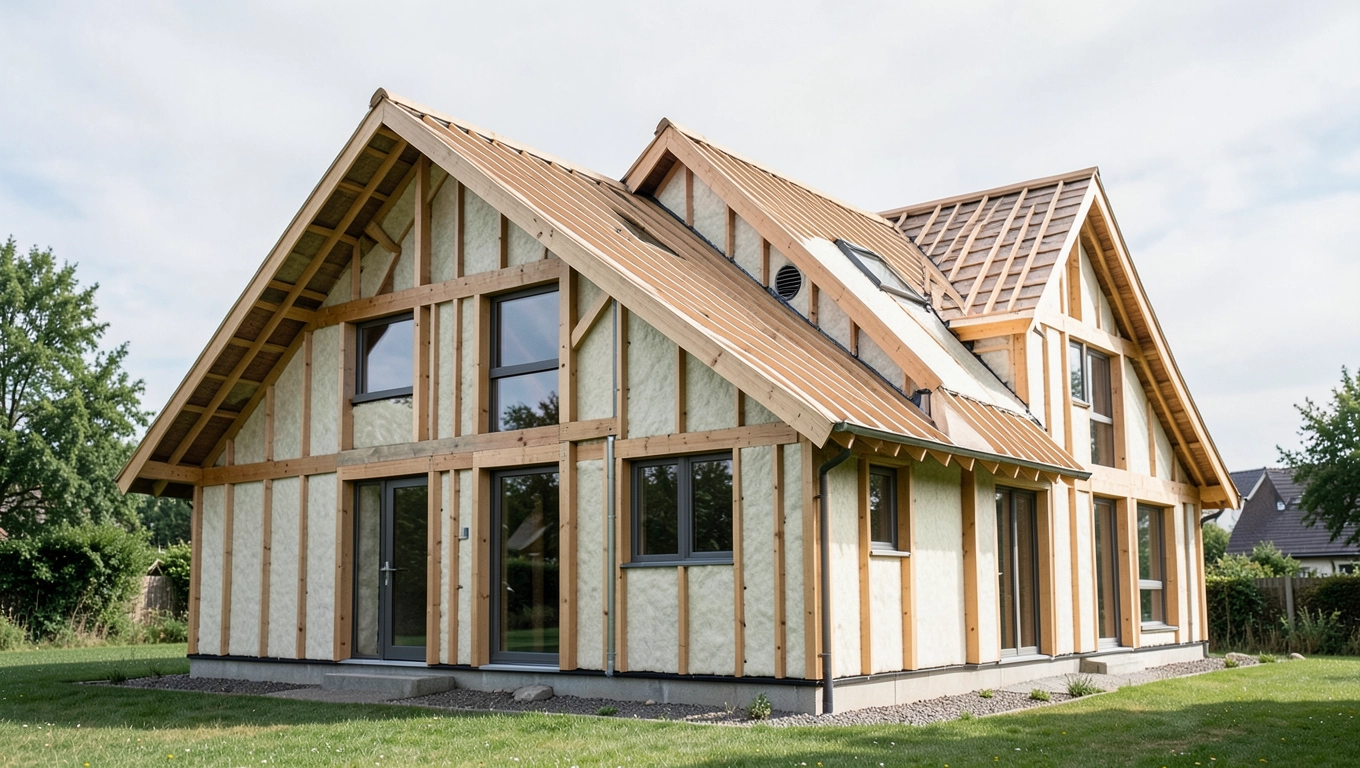 Dom pasywny z dachem wielospadowym