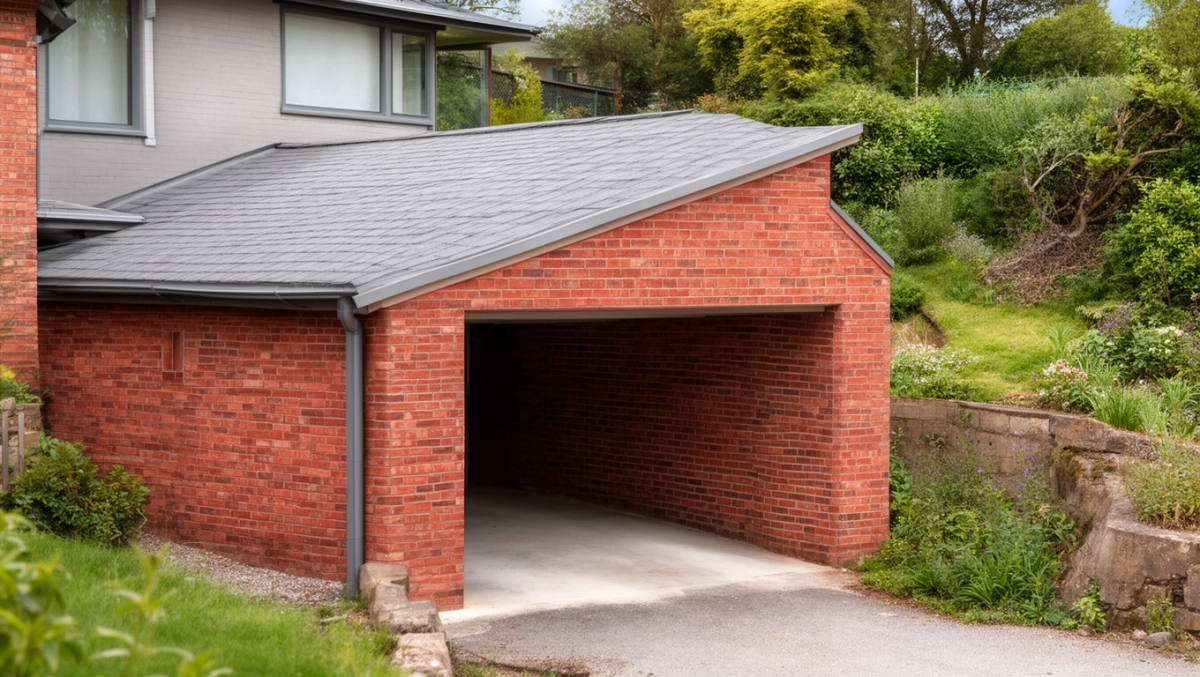 garaz murowany z dachem jednospadowym