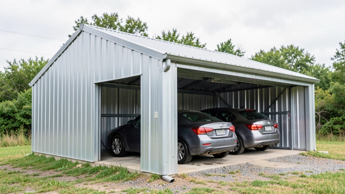 garaże blaszane z dachem jednospadowym