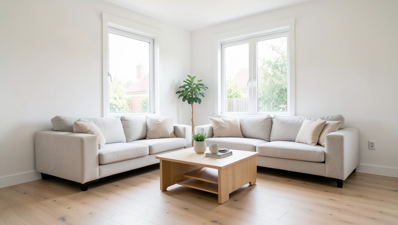 jak urządzić salon z dwoma oknami