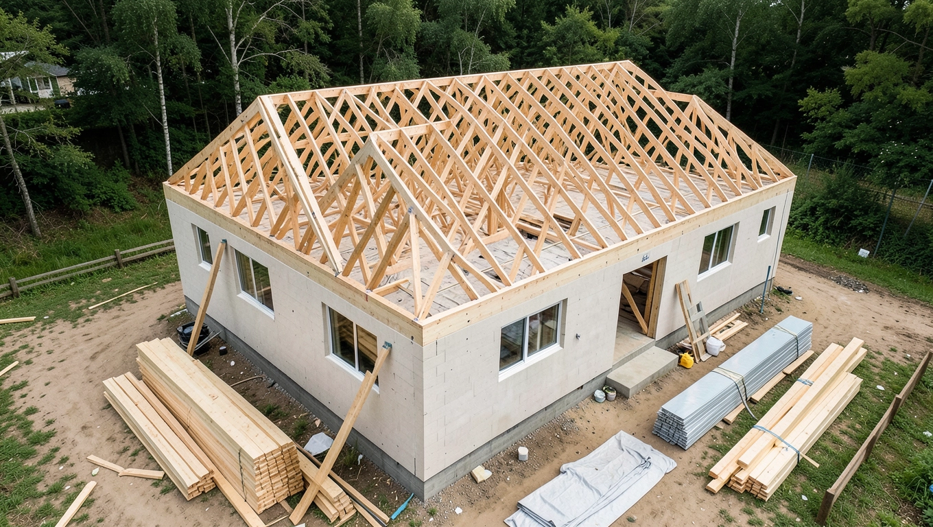 Koszty dachu dwuspadowego w domu parterowym 120m2