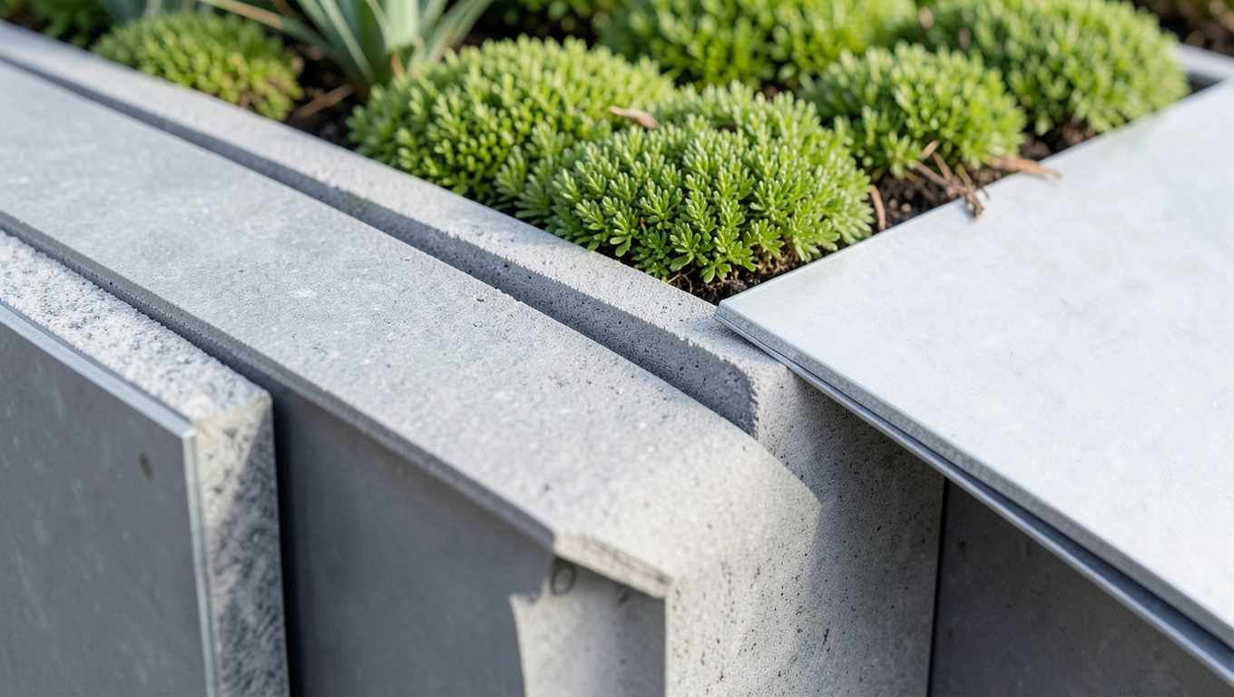 Materiały na szarą elewację z zielonym dachem