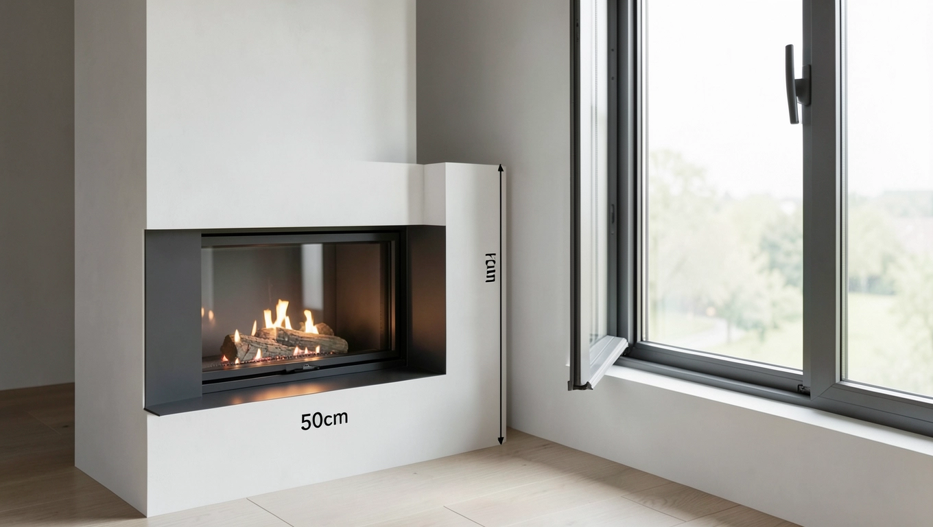 Minimalna odległość kominka od otwieranych okien