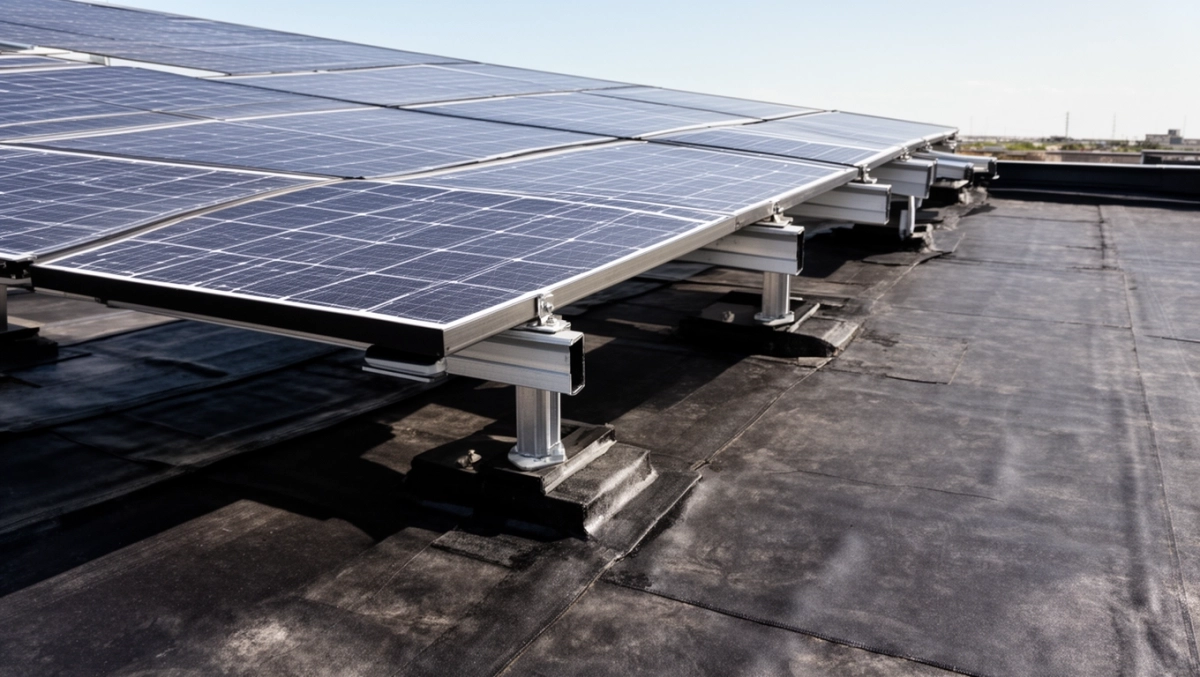 Montaż paneli fotowoltaicznych na dachu płaskim z papy