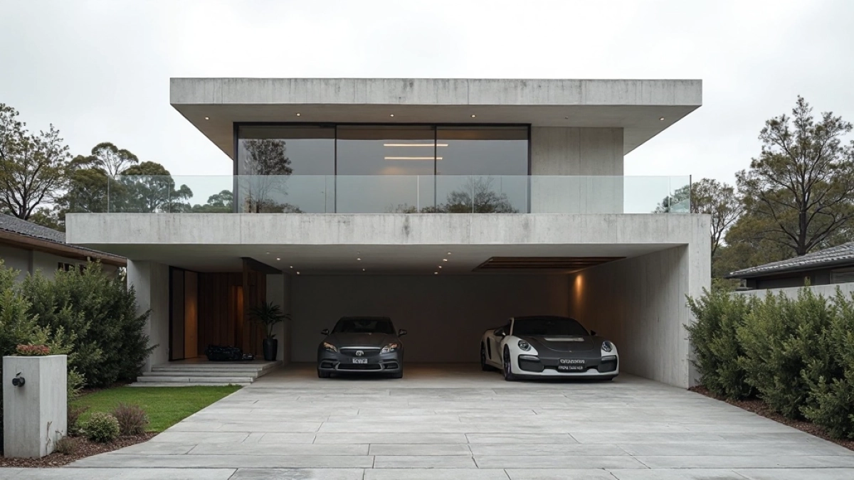 Nowoczesny garaż z płaskim dachem