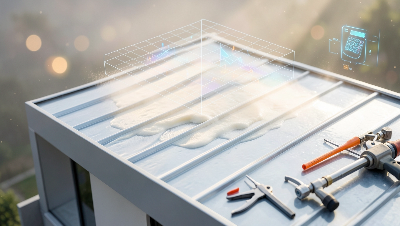 Obliczona powierzchnia i zużycie pianki PUR