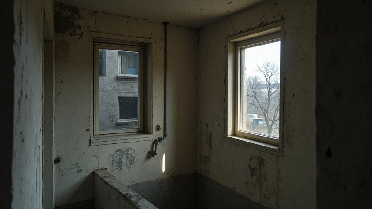 Okna na klatce schodowej w bloku