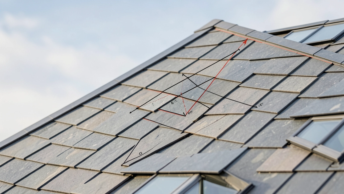 Powierzchnia jednej połaci dachu dwuspadowego krok po kroku