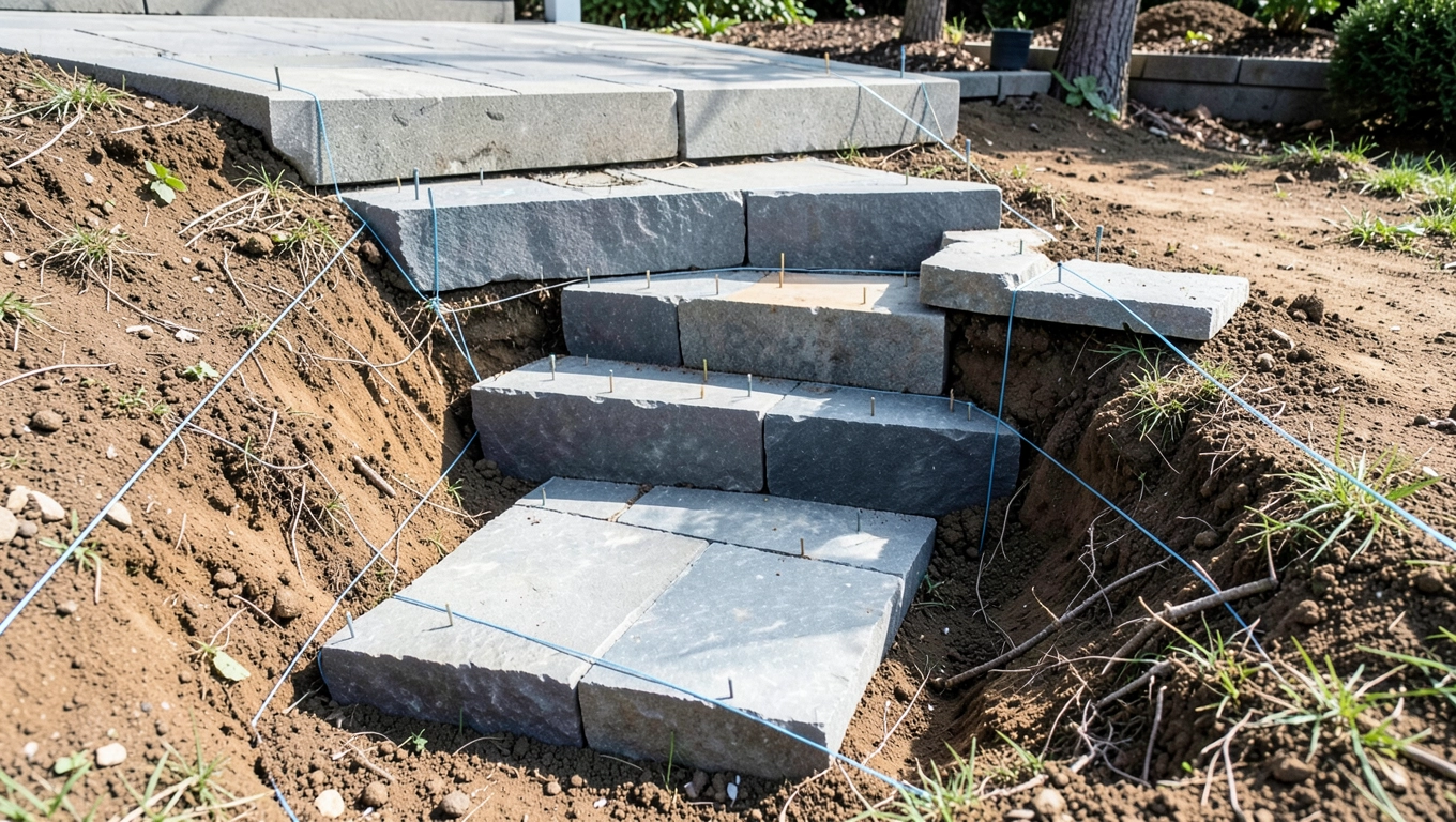 Przygotowanie terenu pod schody z kostki