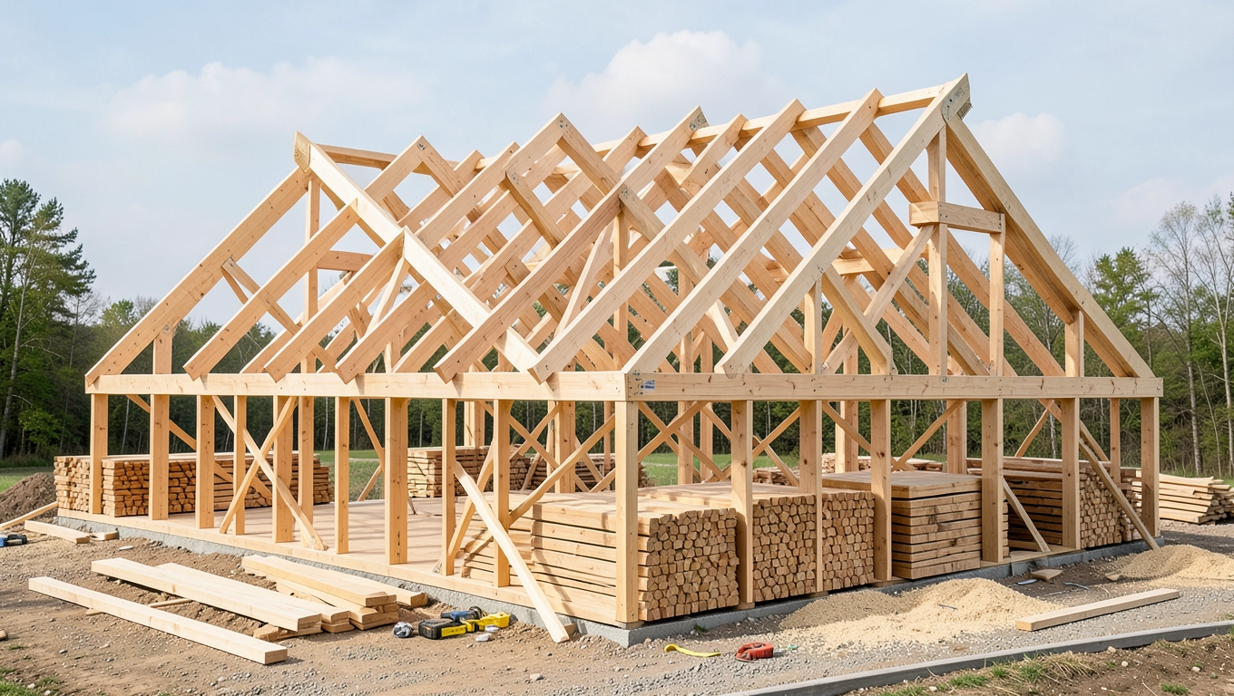 Robocizna przy montażu dachu czterospadowego