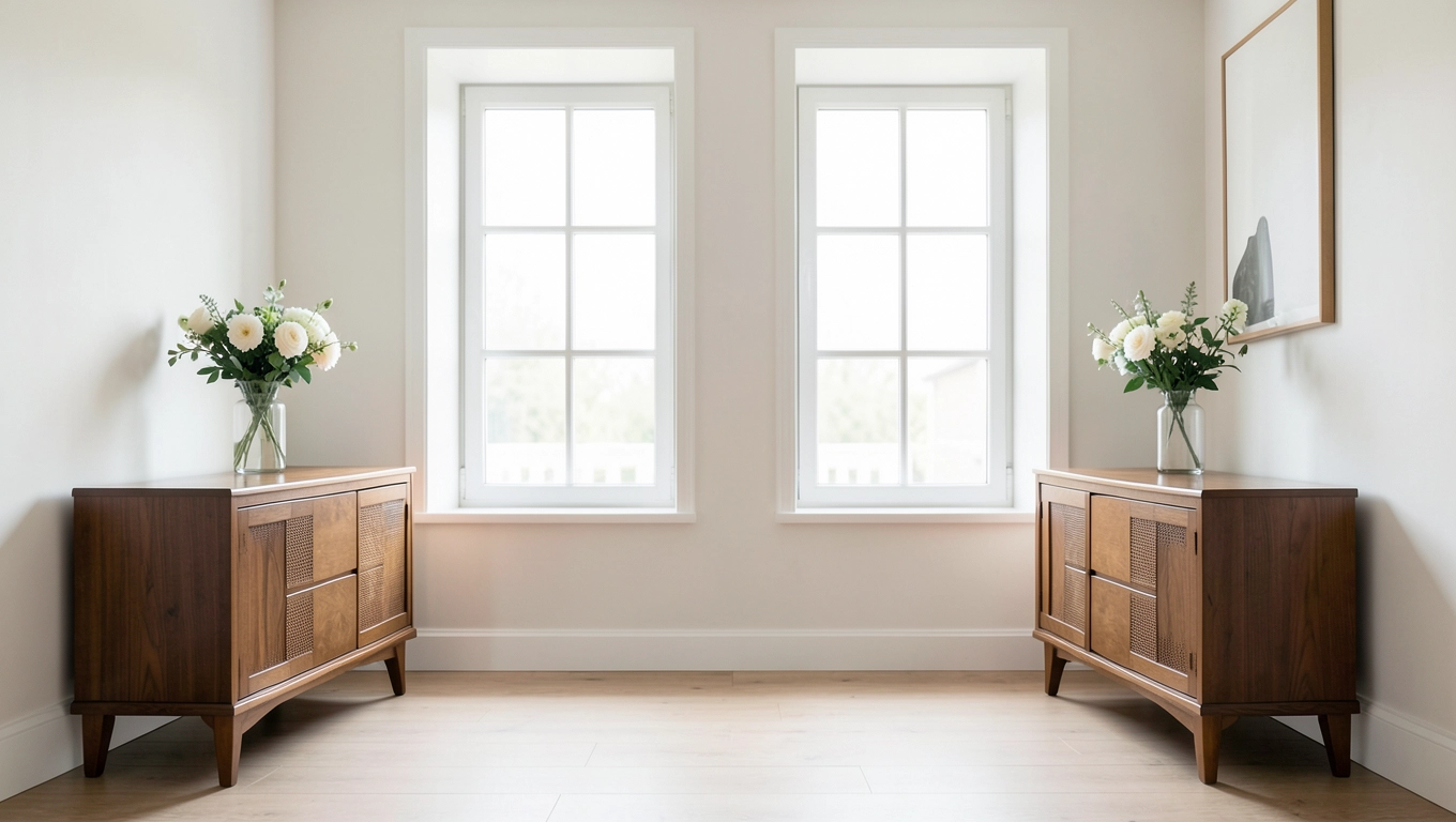 Rozmieszczenie mebli w symetrycznej aranżacji