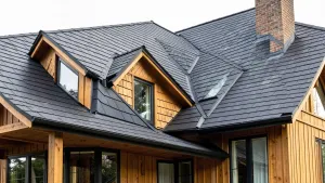 Czarny dach okna złoty dąb jaką elewacja