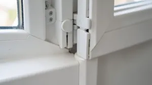 Docisk okna od strony zawiasów