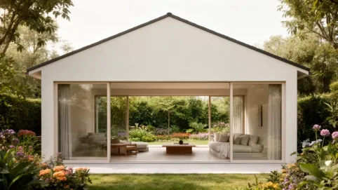 Dom parterowy z dachem dwuspadowym bez garażu