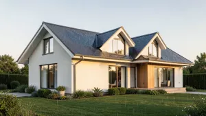 Dom parterowy z dachem wielospadowym