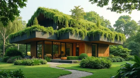 Dom z zielonym dachem