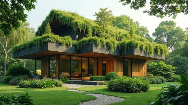 Dom z zielonym dachem