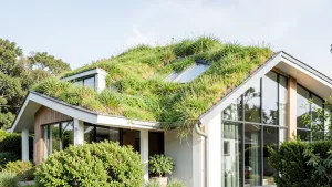 dom z zielonym dachem jaka elewacja