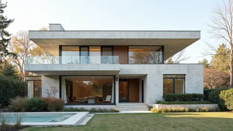 elewacja domu z płaskim dachem