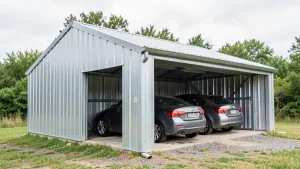 garaże blaszane z dachem jednospadowym