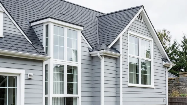 Jaka elewacja do grafitowego dachu i białych okien