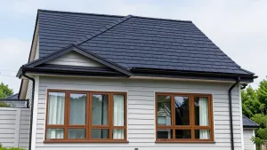 Jaki kolor elewacji do czarnego dachu i brązowych okien