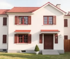Jaki kolor elewacji do czerwonego dachu i brązowych okien