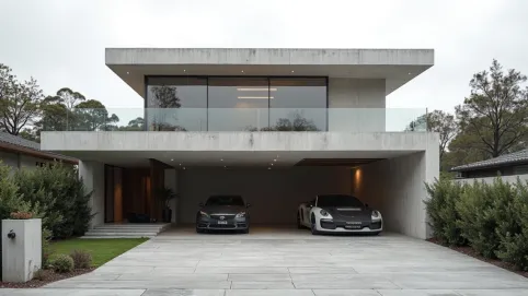 Nowoczesny garaż z płaskim dachem
