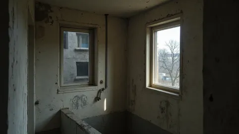 Okna na klatce schodowej w bloku