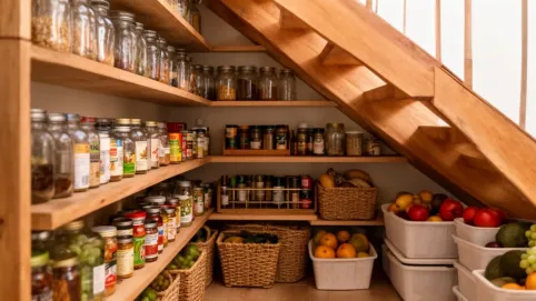 spiżarka pod schodami