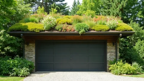 zielony dach na garażu