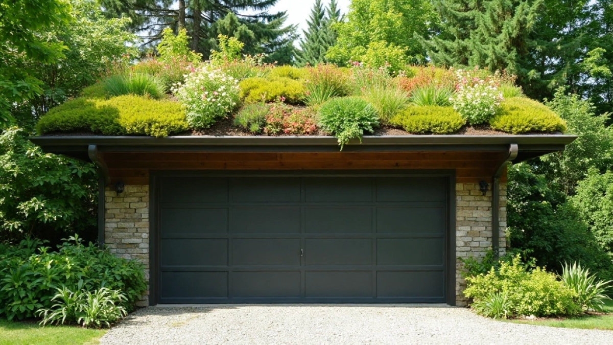 zielony dach na garażu