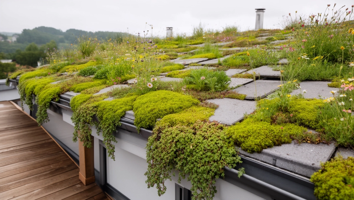 Zielony dach na tarasie